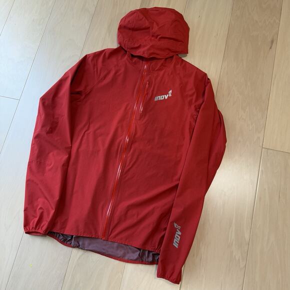 Inov8 Pertex Ultralight Jacket Large Red Full Zip Hooded Waterproof Outerwear - Picture 9 of 9